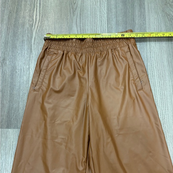 AERIE Offline Real Luxe Faux Leather Wide Leg Pants Brown Women’s Size S Long - Picture 3 of 14